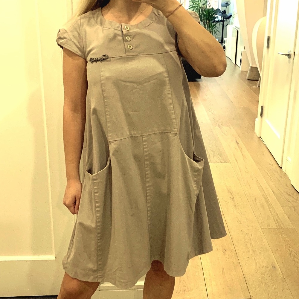 Hannes Roether chaki beige bell pocket dress